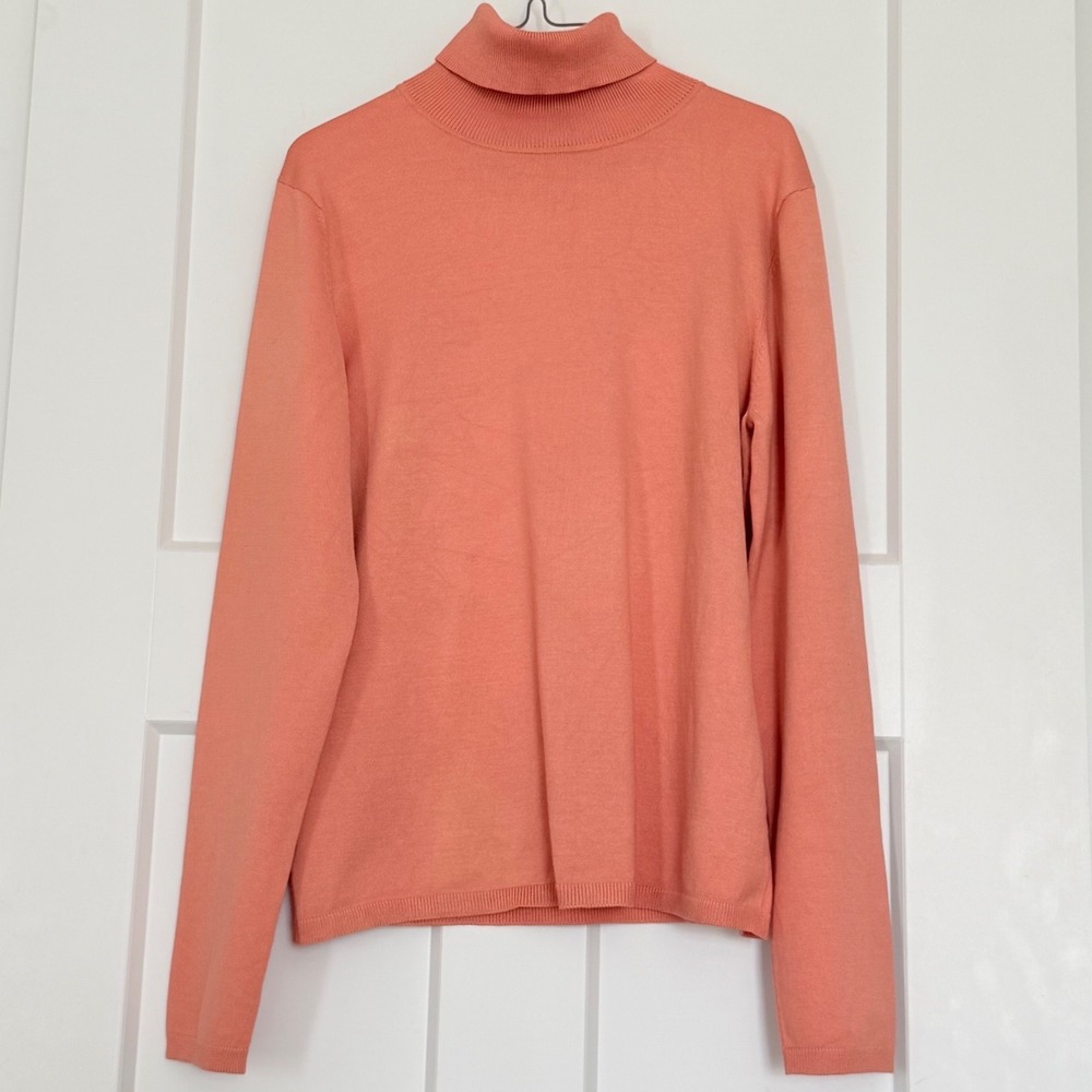 Ann Taylor Factory Silk Blend Turtleneck Sweater Womens M Coral Knit